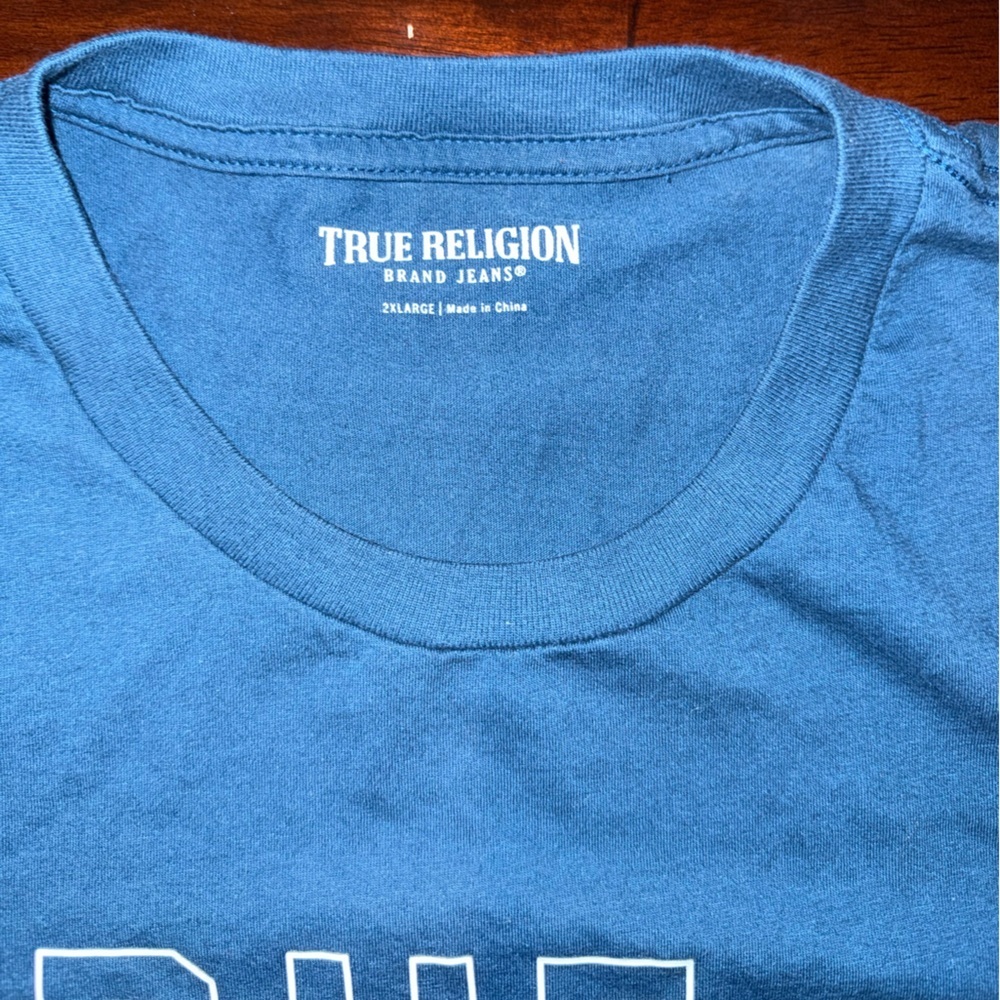 True Religion Teal and Blue Graphic Tee - Picture 2 of 3